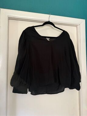 a new day Black Balloon Sleeve Blouse